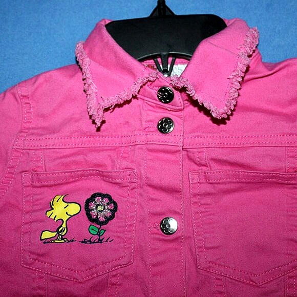 365 Kids Garanimals Peanuts Pink Denim Jacket Size 6 - Picture 3 of 10